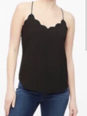 J. Crew Black Scalloped Spaghetti-Strap Cami